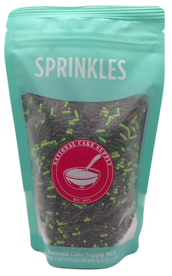 NCS Woodland Green, Lime Green, Brown, and Black Camouflage Edible Jimmies Sprinkles, 8 ounces - Great for Cupcakes, Cookies, Cakes, Cakes Pops, Donuts