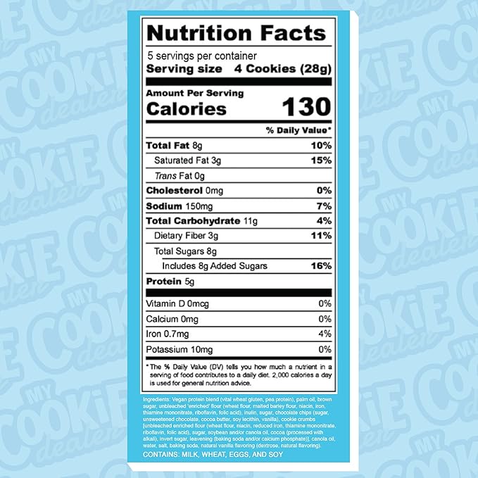 My Cookie Dealer Protein Cookies, Bite-Sized Crunchy Milk & Cookies (5oz, Pack of 6) - 25g Protein per Bag - Individually Wrapped Workout Snacks for On-The-Go Travel, Vegan