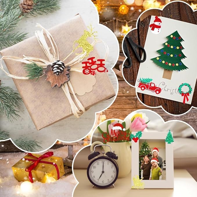 24Pcs Merry Christmas Cake Topper HO HO Christmas Cupcake Toppers Snowman Xmas Tree Deer Cupcake Picks for Xmas Holiday Birthday Party Baking Supplies Cake Decorations