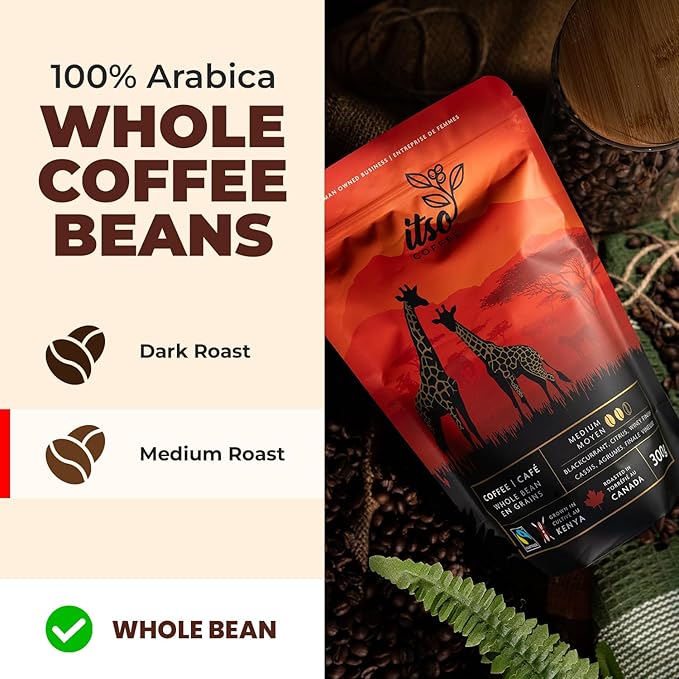 Medium Roast Whole Bean Coffee ??Smooth & Balanced Arabica for Espresso, Cold Brew & Pour Over ??Fresh Roasted Specialty Kenyan AA Beans ??250g Bag