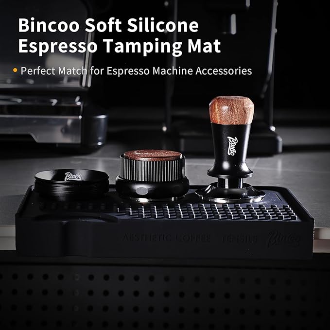 Espresso Tamping Mat for Counter - Ultra Thick Silicone Tamper Mat Coffee Bar Mat, 9.6''횞5.9'' Espresso Mat for Countertops,Fits for Baristas Home Kitchen Bar, Waterproof