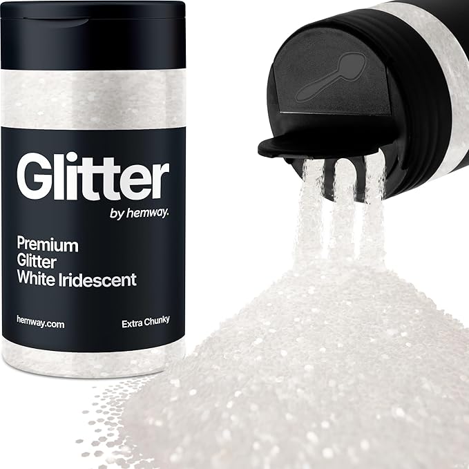 Hemway Premium Glitter Shaker - White Iridescent | 115g Extra Chunky Metallic Flake Sequins for Resin & Epoxy Crafts | Craft Supplies for Tumblers, Festival, Art