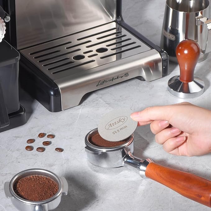53.5mm Espresso Puck Screen, Espresso Filter for 54mm Portafilter Filter Basket, Reusable Espresso Screen with 1.7mm Thickness 150?œm 316 Stainless Steel