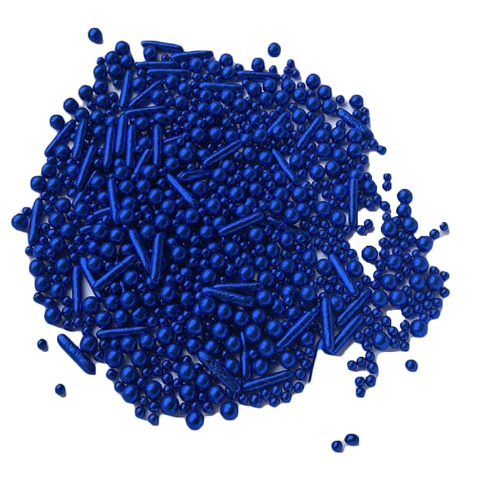 Sprinkles Blue Pearl Sugar Candy Mix Size Baking Cake Decorations Cupcake Toppers Celebrations Shaker Jar Wedding Shower Party (120g/4.2oz竊?"<div>