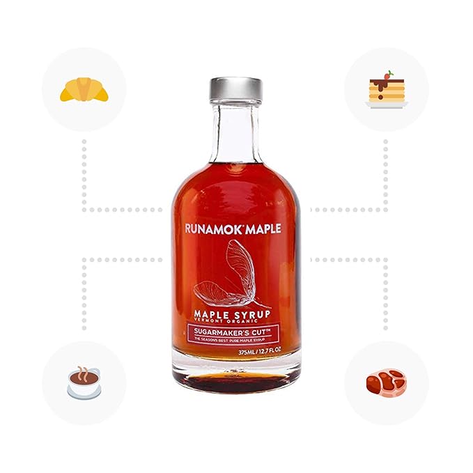 Runamok Maple Syrup Organic Sugarmaker's Cut - Grade A Vermont Maple Syrup, Amber Color, Rich Taste | Pure Maple Syrup & 100% Natural | Classic Breakfast & Pancake Syrup | 25.36 Fl Oz (750mL)