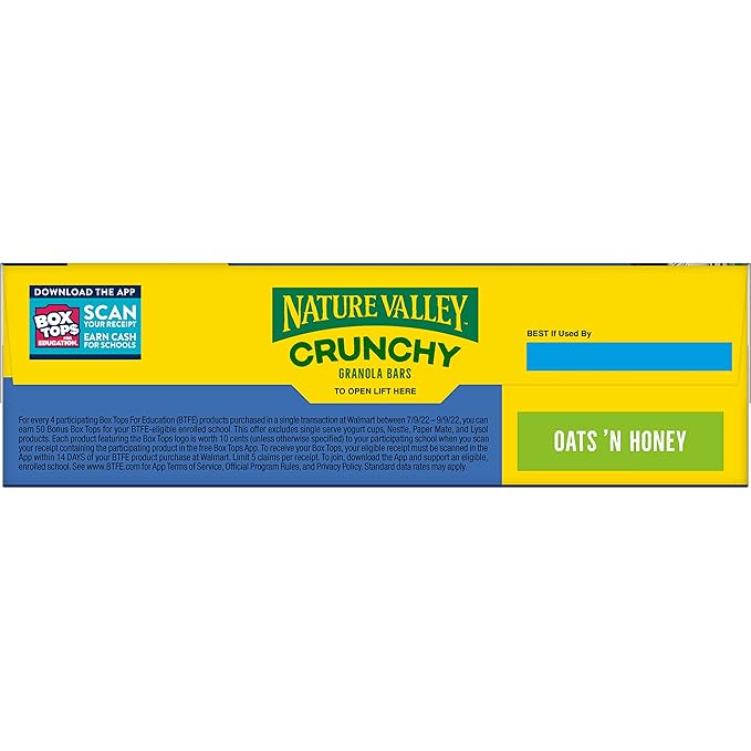 Nature Valley Crunchy Granola Bars, Oats 'n Honey, 30 Ct, 22.35 oz (15 Pouches)