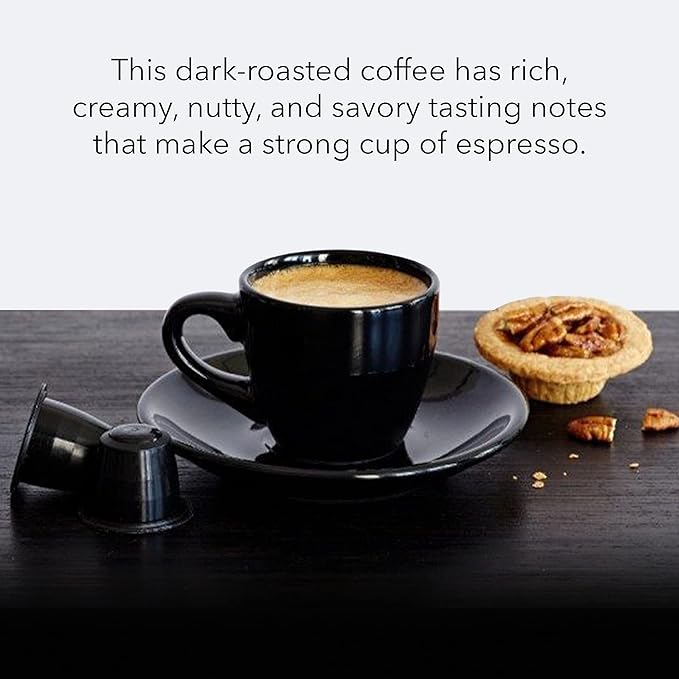 HiLine Espresso Coffee Pods, Dark Roast Coffee, 20 Count (Pack of 1), Single Cup Espresso Capsules, Compatible with Nespresso Original Brewers