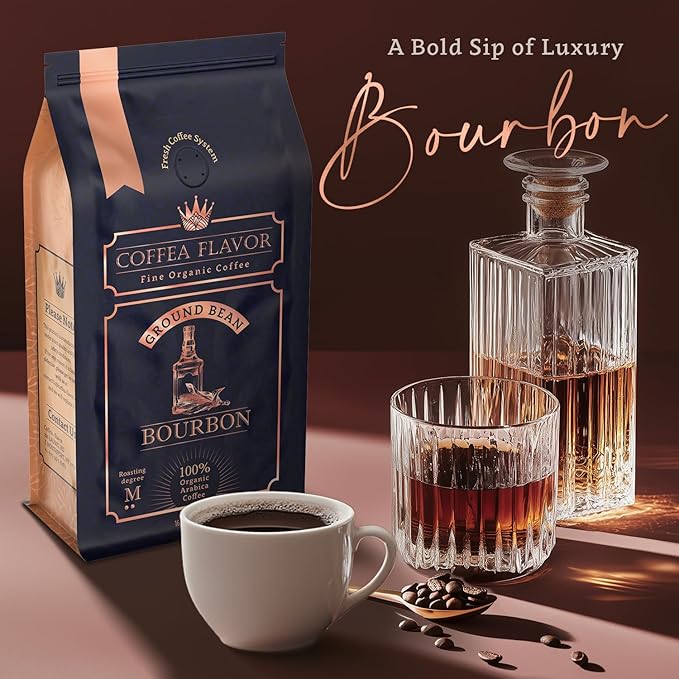 Flavored Ground Coffee ??Bourbon, 100% Arabica, Single Origin, Medium Roast, USDA Organic, Naturally Flavored ??by Coffea Flavor