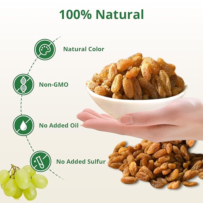 Naturebliss Premium Golden Raisins, Seedless Grape Dried Fruit Snacks, No Sugar Added, No Preservatives, Non-GMO, Naturally Shade-Dried Raisins, Healthy Power Gummy Snack (11 OZ/Pack of 1)