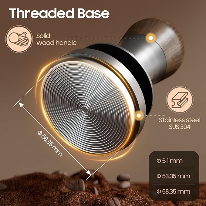 MHW-3BOMBER 58mm Espresso Tamper - 3 Spring Loaded Coffee Tamper with 15lb / 30lbs Replacement Springs - Barista Calibrated Tamper with Sound Feedback - Compatible with 58mm Portafilter T6172T-OS