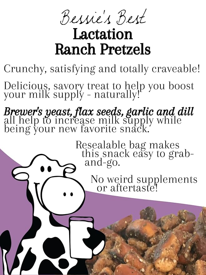 Bessie?셲 Best Lactation Pretzels | Ranch Flavored Pretzels | Milk Boosting Lactation Snacks | Increase Milk Supply | Breastfeeding Cookies Alternative | Breastfeeding Snacks | 1 lb Bag
