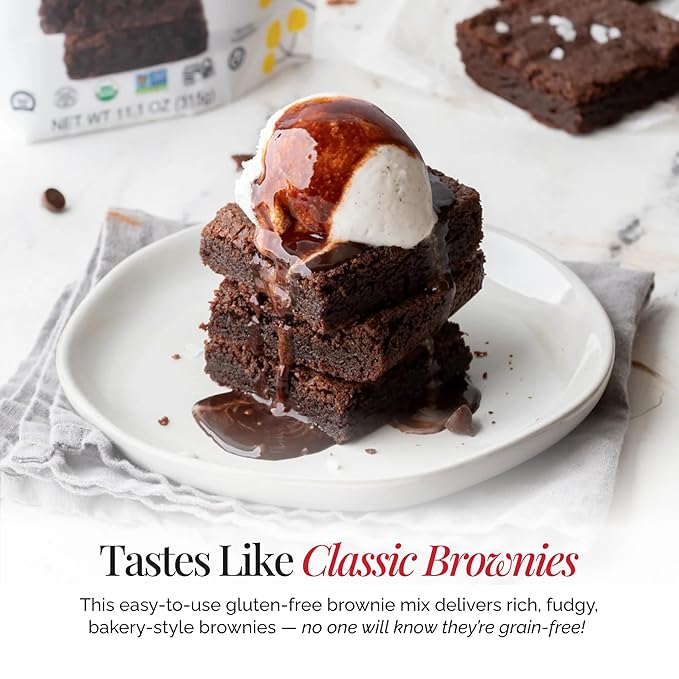 Otto's Naturals Grain-Free Classic Brownie Mix, 11.1 Oz., Top 9 Allergen-Free, Organic Cassava Flour, Gluten Free, Non-GMO, Vegan, Plant-Based