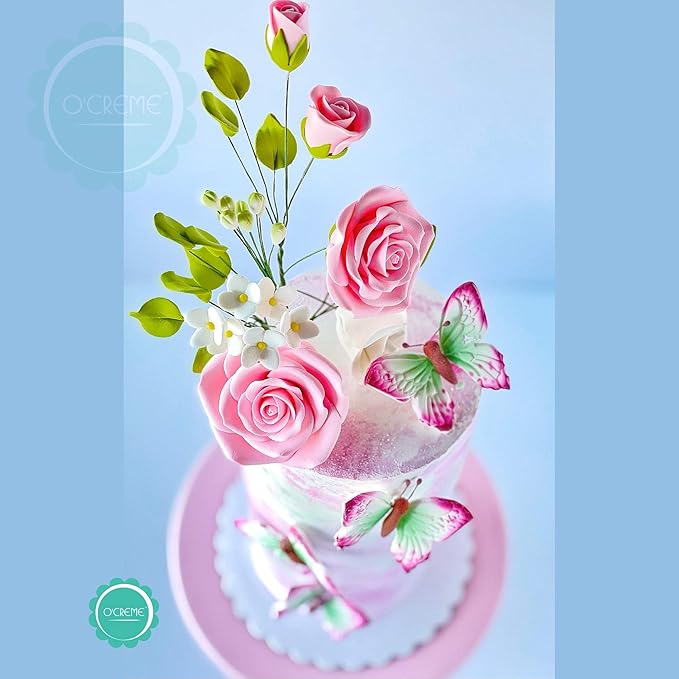 O'Creme Peony Gumpaste Flower 4-5 Inch, Set of 3 White - Edible Flowers for Cake Decorating - Sugar Paste Flower Decorations for Cakes, Cupcake Toppers - Birthday Party, Wedding, Valentines Day