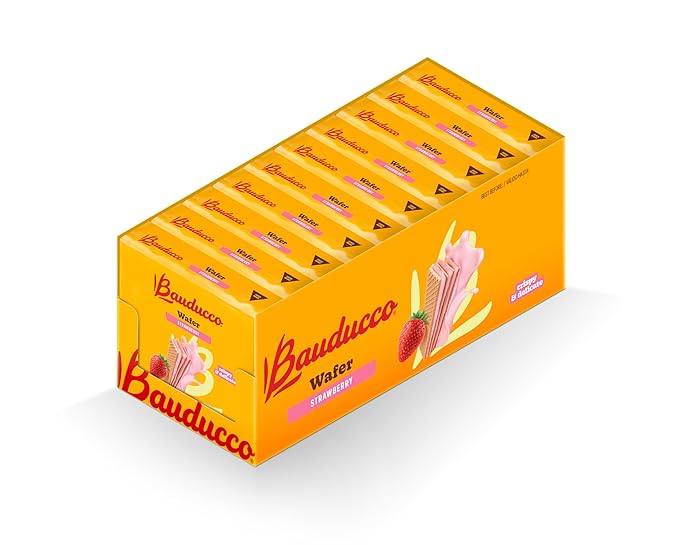 Bauducco Wafer Cookies, Strawberry, 28 oz (Pack of 10) - Crispy Layered Wafers with Rich Strawberry Cream Filling - Indulgent Sweet Snacks, Desserts & Treats - Individually Wrapped
