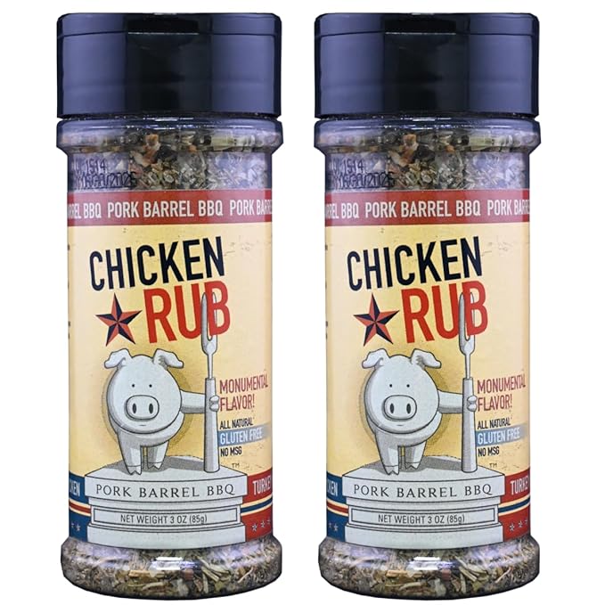 Pork Barrel BBQ Chicken Spice Rub | All-Purpose Seasoning and Spice Rub |Grilling Essentials, Perfect for Grilling, Smoking, or Cooking Wings, Chicken, Beef, Pork, Seafood, and More | Gluten-Free, No MSG, Zero Calorie, 3 oz - Pack of 2