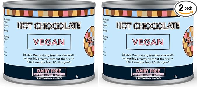 Double Donut Dairy Free Hot Chocolate Mix, Non Dairy Instant Vegan Hot Chocolate Mix, 12 Ounce (Pack of 2)