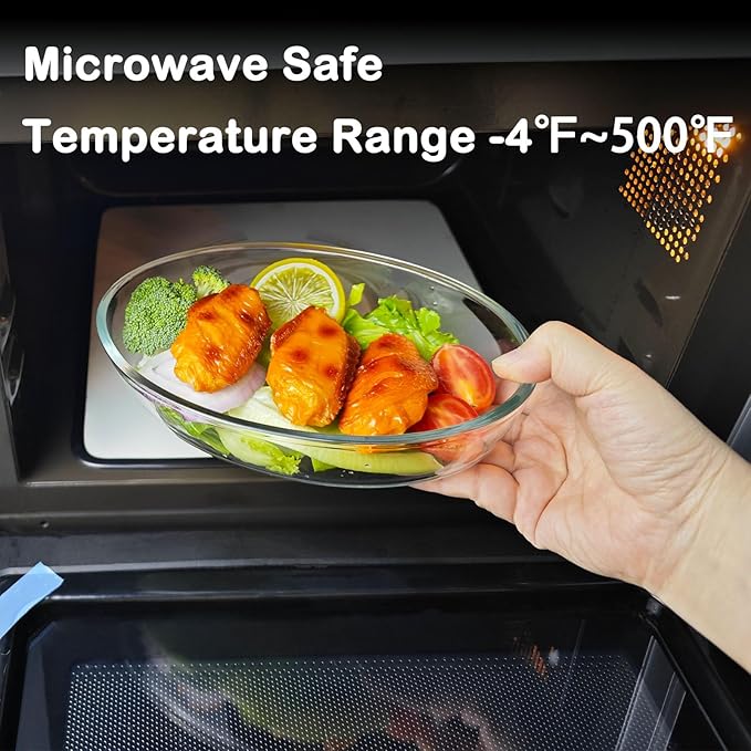 0.7L Glass Baking Dish for Oven, Borosilicate Glass Casserole Dish, Oval Oven Safe Glass Baking Pan