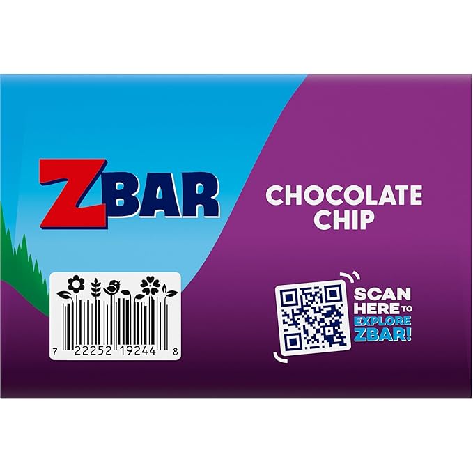 Zbar - Chocolate Chip - Soft-Baked Energy Snack Bars - Non-GMO - 12g Whole Grains - USDA Organic Granola Bars (24 Pack)