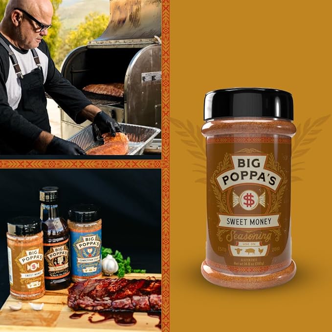 Big Poppa’s Sweet Money BBQ Rub — Award Winning Pork BBQ Rub — Gluten-Free Spice Mix — Dry Rubs for Smoking and Grilling with Granulated Honey (3 Pack Bundle)