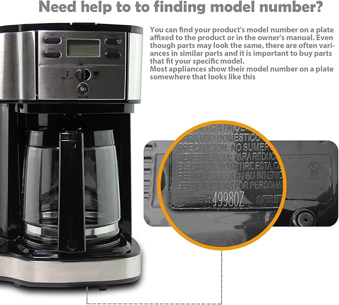 12-Cup Replacement Coffee Carafe Pot only Compatible with Hamilton Coffee Maker, Machine, Brewer Models 49980A, 49980Z, 49983, 49618, 46300, 46310, 49976, 49966, 49350 | Black