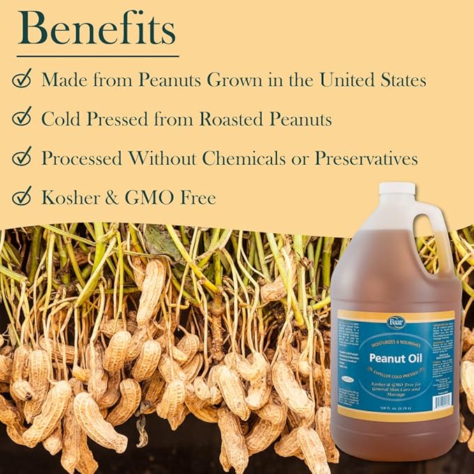 Baar Expeller, Cold Pressed Peanut Oil from Roasted Peanuts Grown in The United States - Kosher - GMO and Solvent Free (1 Gallon)