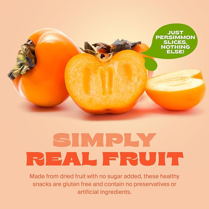 Whitney Jordan Naturals Air-Dried Persimmon Slices | Dried Fruit Snack Made from Real Persimmons | No Sugar Added, Gluten-Free, Vegan, Chewy Real Fruit for Clean Snacking | 16 Oz, Pack of 2