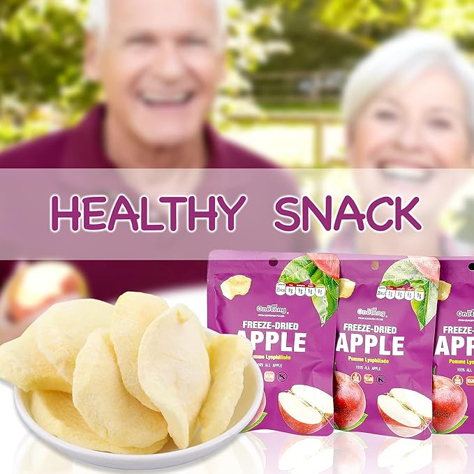 ONETANG Freeze-Dried Fruit Apple Chips, 10 Pack Single-Serve Pack, Non GMO, Kosher, No Add Sugar, Gluten free, Vegan, Holiday Gifts, Healthy Snack 0.35 Ounce