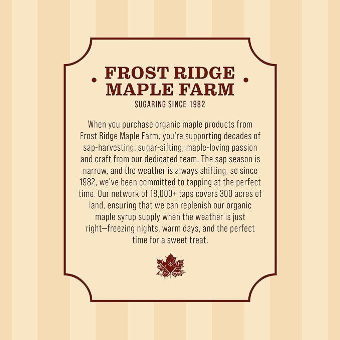 Frost Ridge Maple Farm, Organic Maple Syrup, Grade A, Quart (32 FL OZ), Medium Amber Rich