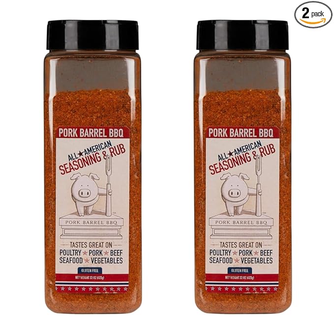 Pork Barrel BBQ All American Seasoning & Rub (2 Pack, 22 oz) – Sugar-Free, Keto, Gluten-Free, No MSG – Ideal for Smoking, Grilling & Cooking Beef, Chicken, Pork & Seafood