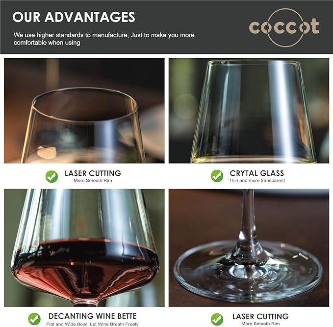 Wine Glasses Set of 6,Crystal White Wine Glasses,Red Wine Glass Set,Long stem Wine Glasses,Clear Lead-Free Premium Blown Glassware (18.5oz,6 pack)