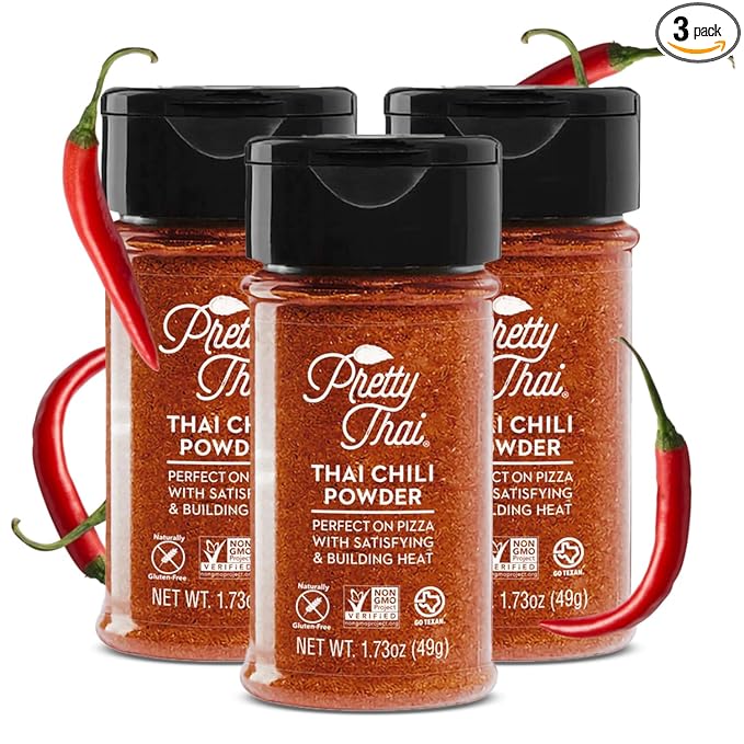 Pretty Thai Chili Powder - 1.7oz, Pack of 3 I Chili Seasoning Mix with Dried Thai Chili Flakes, Asian Cooking Spices for Authentic Thai Food, Add Heat without Overpowering the Palate, Spice Level 4.5 out of 5*