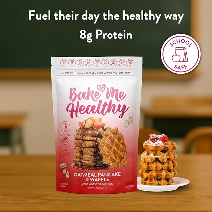 Bake Me Healthy Vegan Waffles & Pancake Baking Mix - Gluten & Dairy Free, Vegan, Non-GMO, Low Sugar, Allergy-Friendly, Plant-Based, Easy to Make, 12oz/ 339g Resealable Pouch (Pack of 1)
