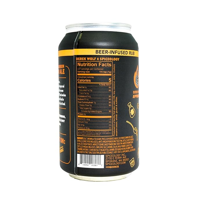 Spiceology & Derek Wolf - Sticky Bourbon Brown Ale - Beer-Infused Barbecue Rubs, Spices and Seasonings - Use On: Pork, Baked Beans, Sauces and Marinades, Grilled Vegetables, or Compound Butter - 8 oz Can with Resealable Lid