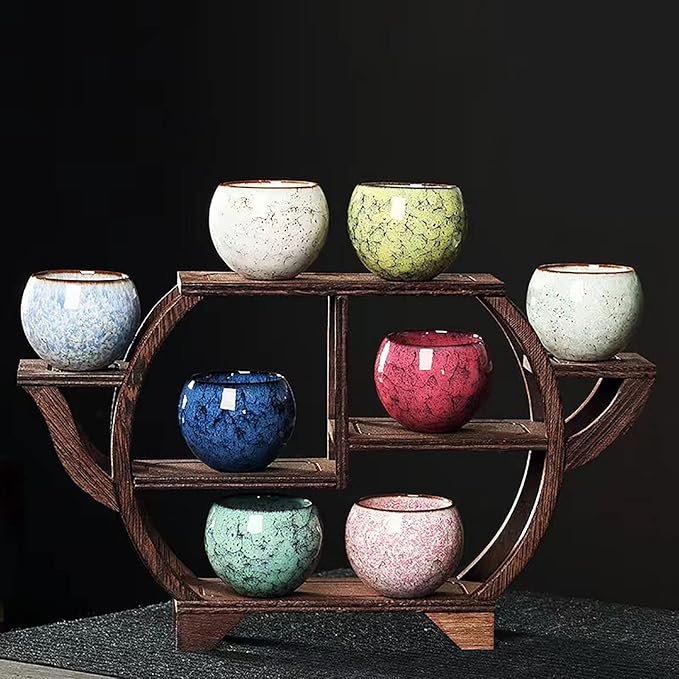 MQjzsh Handmade Chinese Japanese Tea Bowls, Tea Cup Set, 4 Pack, 110ml / 3.7oz for Office, Home, Gifts (White)