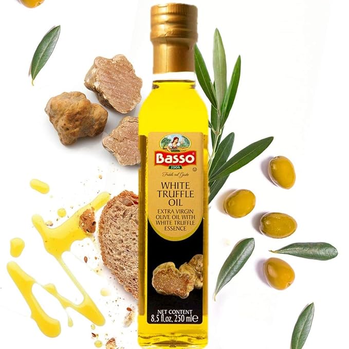 BASSO 1904 - White Infused Truffle Oil, 8.5 fl oz, 250 ml, Premium Quality, High Concentrate