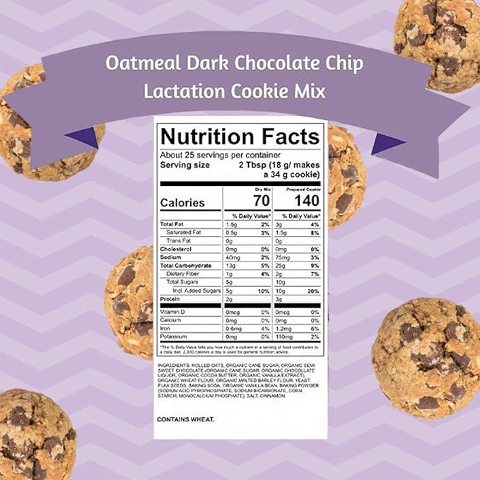 MilkBliss Dark Chocolate Chip Lactation Cookie Mix- Oatmeal Breastfeeding Cookie Supplement Support for Milk Supply Increase 15 oz