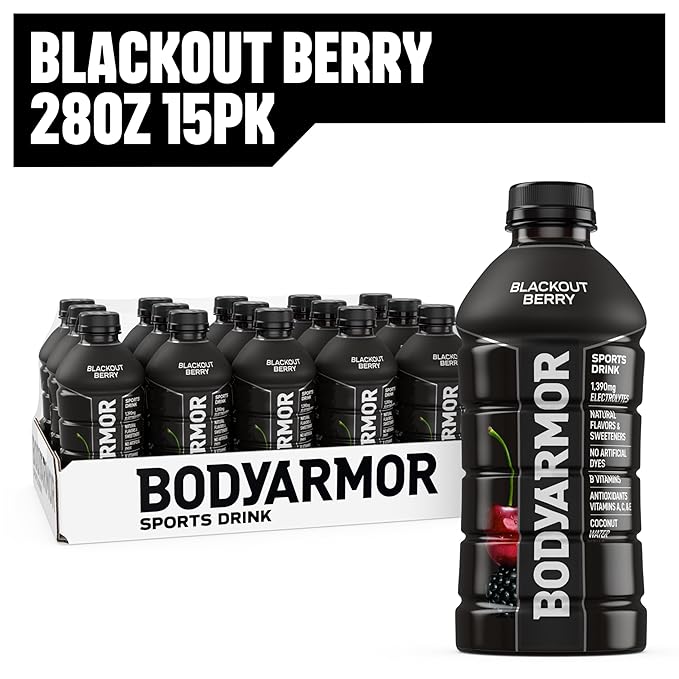 BODYARMOR Sports Drink Sports Beverage, Blackout Berry, Coconut Water Hydration, Natural Flavors With Vitamins, Potassium-Packed Electrolytes, Perfect For Athletes, 28 Fl Oz (Pack of 15)