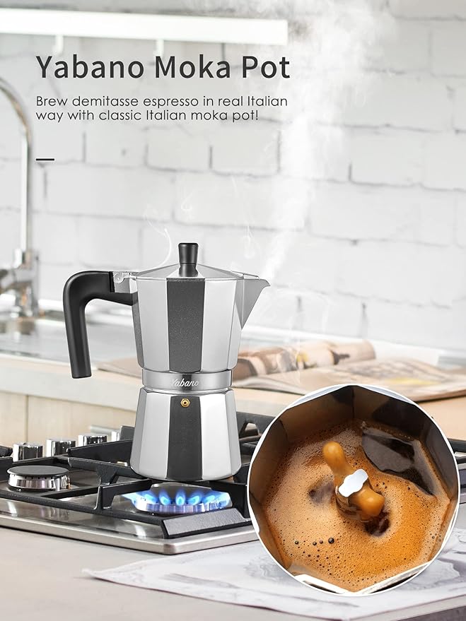Yabano Stovetop Espresso Maker, 9 Cups Moka Coffee Pot Italian Espresso for Gas or Electric Ceramic Stovetop, Italian Coffee maker for Cappuccino or Latte