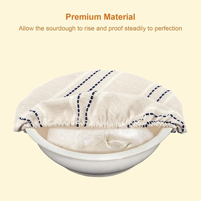 Reusable Bowl Covers for Bread Proofing, 9/10/13 Inches Bread Proofing Cover, 3 Pcs Linen Cotton Food Cover for Sourdough Proofing Basket, Food Storage Baking Supplies for Home Bakers
