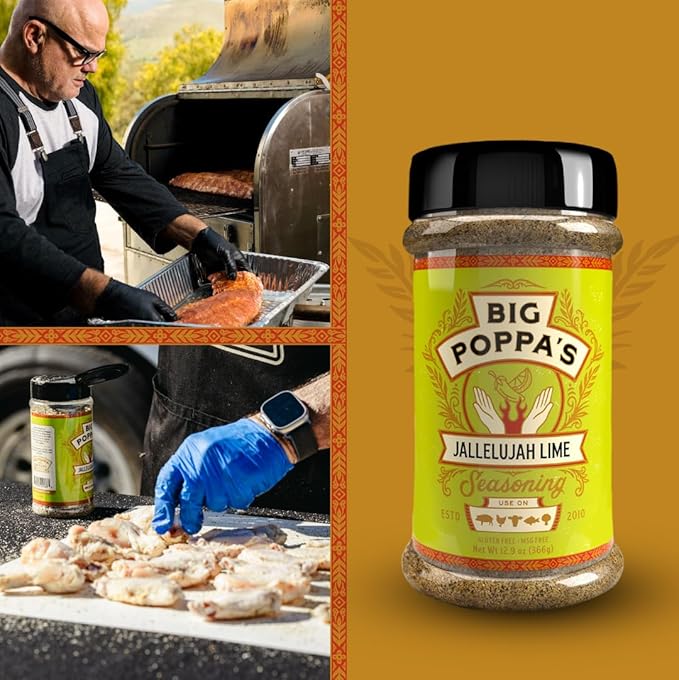 Big Poppa’s Jallelujah Lime Seasoning Salt – Bold Lime & Jalapeño Citrus Spice Blend for Tacos, Chicken, Shrimp & Cocktails – Flavor-Packed Seasoning for Grilling, Roasting & Backyard BBQ (12.9 Oz)