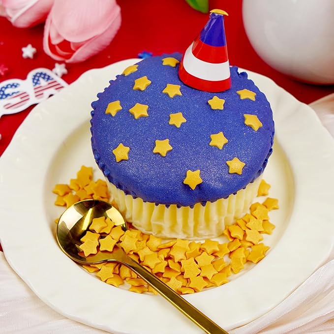 4th of July, Patriotic Sprinkles for Cake Decorating, Red White Blue Sprinkles, 110g/3.88oz, Cupcake Decoration, Cupcake Toppings, Ice Cream(Red/White/Blue)