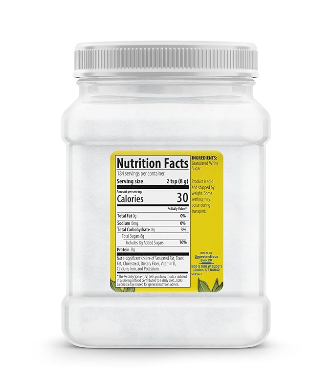 Unpretentious White Granulated Sugar, 52 Ounces, Baking & Cooking, Kitchen Staple, Pure Sugar