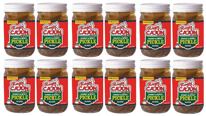 Spicy Sweet Pickle Slices 12 fl oz Ragin' Cajun (Pack of 12)