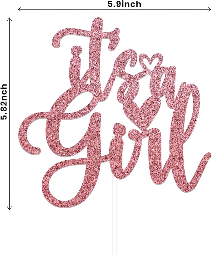 It's a Girl Cake Topper - Welcome Baby Girl Cake Topper, Girl Baby Shower/Gender Reveal Cake Decorations, Sweet Girls Cake Decorations Rose Gold Glitter
