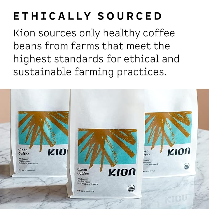 Kion Organic Ground Coffee, Tested for Toxins, Ethically Sourced, Rich, Bold, and Smooth, Medium Roast 12 Oz (3 Pack)