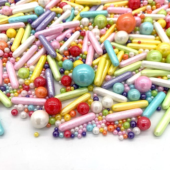 Rainbow Sprinkle Mix Pearl Sugar Candy Mix Size Baking Cake Decorations Cupcake Toppers Cookie Decorating Ice Cream Celebrations Shaker Jar Wedding Shower Party (130g/4.58oz竊?"<div>