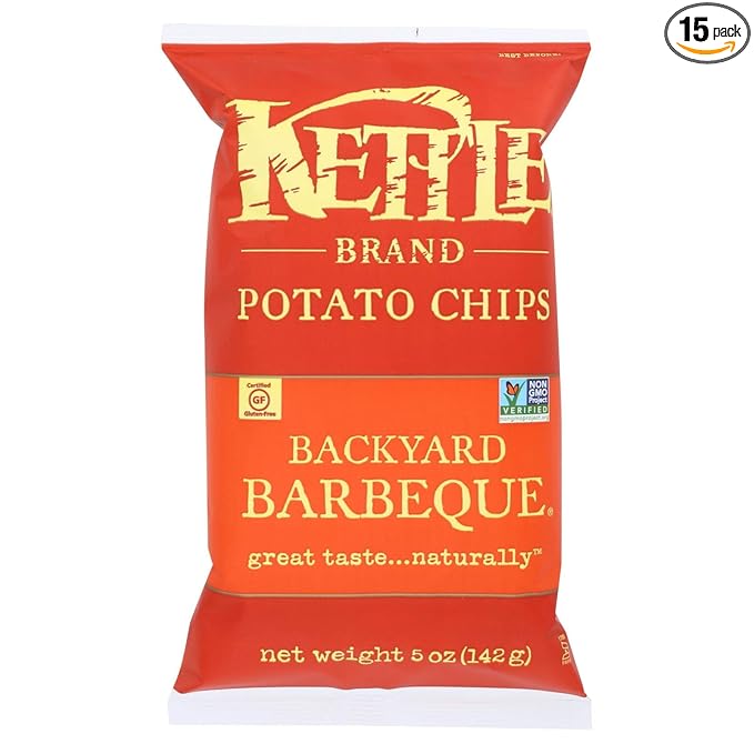 Kettle Brand Potato Chips, Backyard Barbeque Bags, 5 Ounce (Pack of 15)