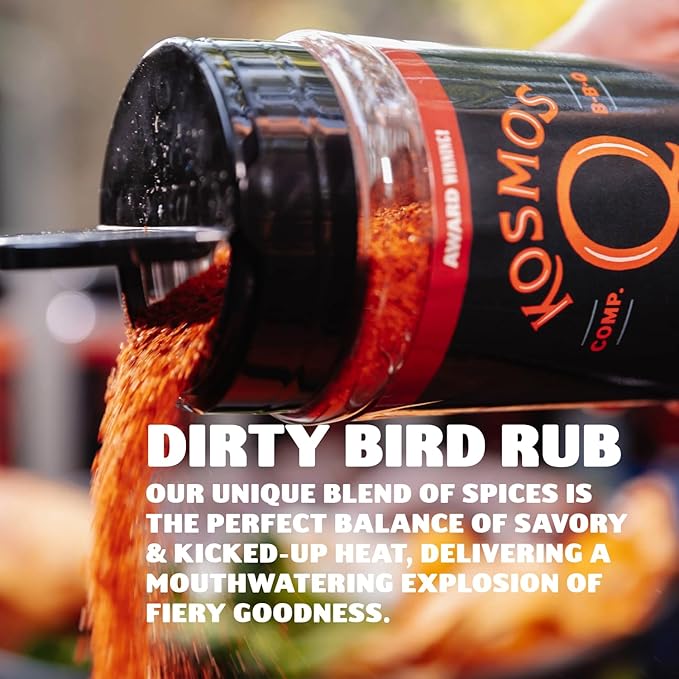Kosmos Q Dirty Bird BBQ Dry Rub, Sweet and Spicy Seasoning with Brown Sugar, Red Pepper, Garlic & Paprika For Chicken, Chicken Wings, Turkey, Ribs, Pork, Dry Rub For Smoking & Grilling Meat, 16 Oz Bag