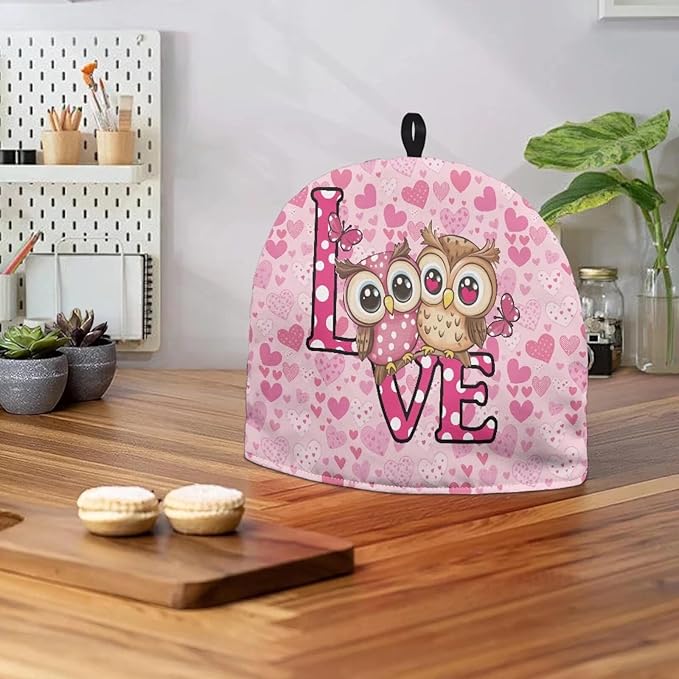 Valentine's Love Heart Tea Pot Cozies Washable Teapot Protective Cover Insulation and Keep Warm Tea Cosy Tea Kettle Quilt for Valentine's Day Gift