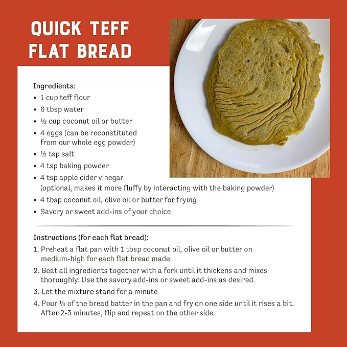Judee's Ivory Teff Flour 5 lb - Non-GMO, Vegan, Made in USA - Resistant Starch - Great for Making Quick Teff Bread, Injera, Muffins, Pancakes, and Cookies - Gluten-Free and Nut-Free